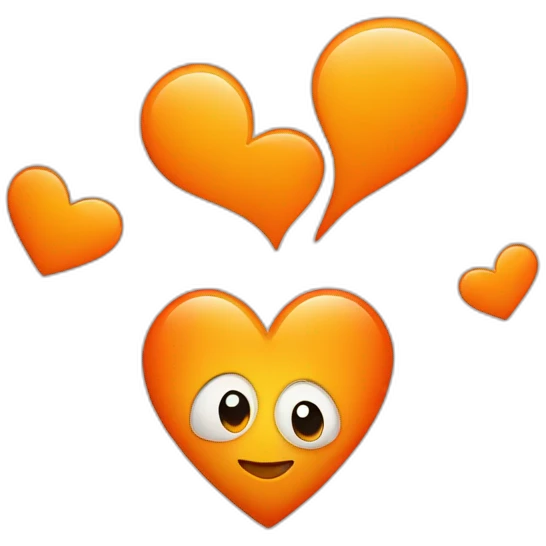 two orange hearts, one large in the center and one small above emoji