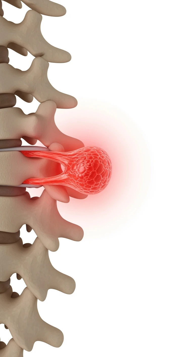 spina dorsale anatomica umana infiammata con ernia, ISOLATO SU SFONDO BIANCO emoji