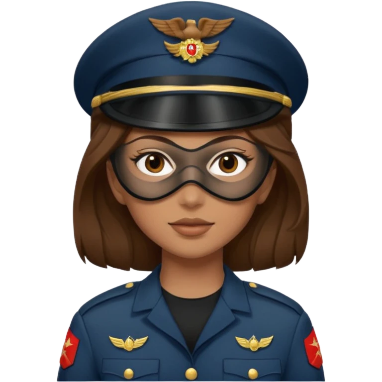 woman soldier with brown hair and wearing mask emoji