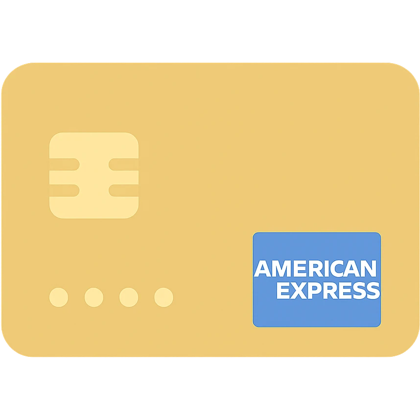 flat color icon of American Express Gold credit card with gold and blue accents, no text emoji