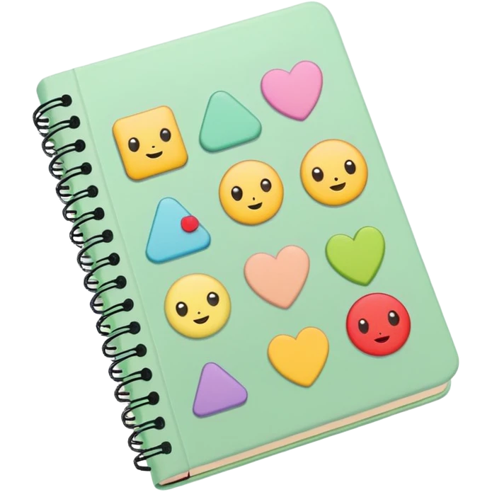 pale green note book with stickers emoji