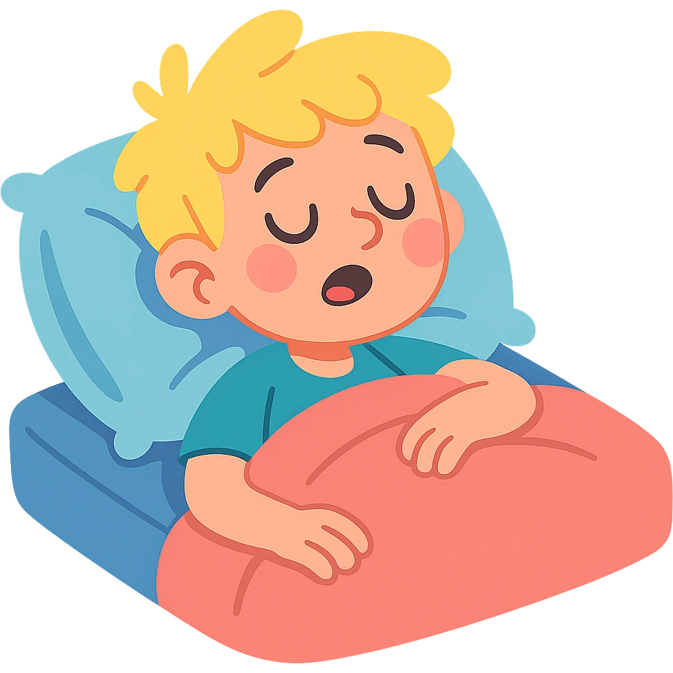 blonde boy sleeping in bed emoji