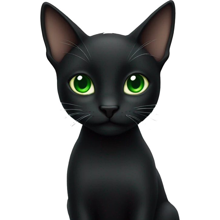 Black cat with green eyes ￼ emoji