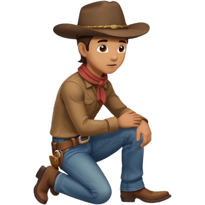 side profile of cowboy leaning on knees emoji