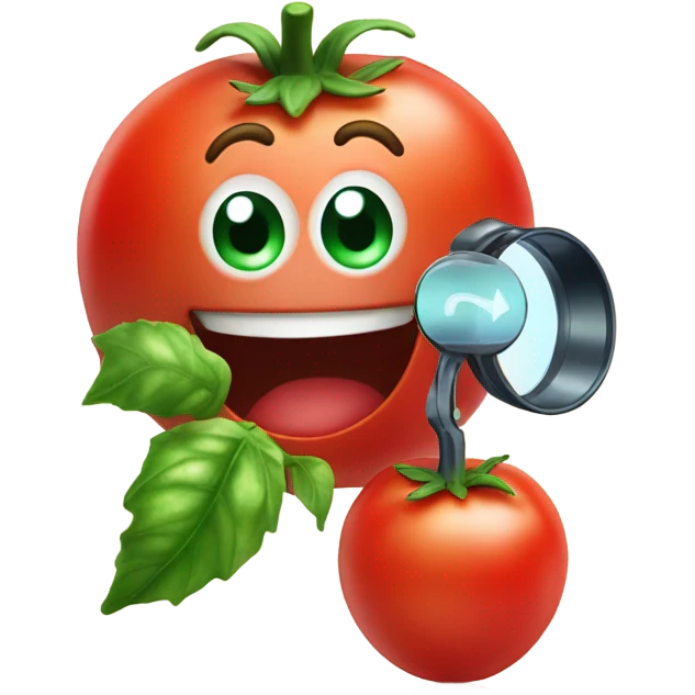 happy tomato with magnifying glass in hand emoji