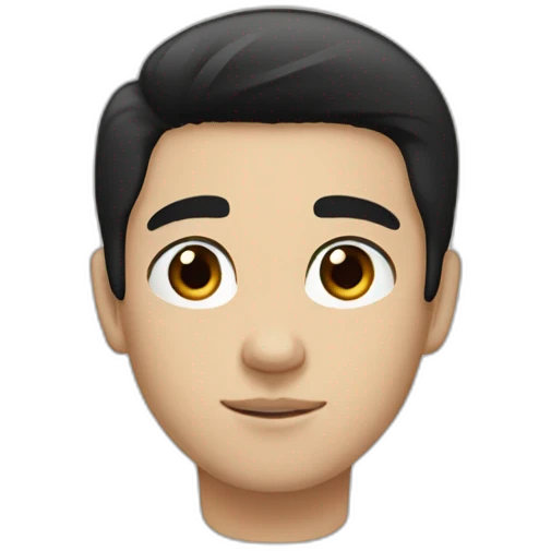 White boy with straight black hair and brown eyes emoji