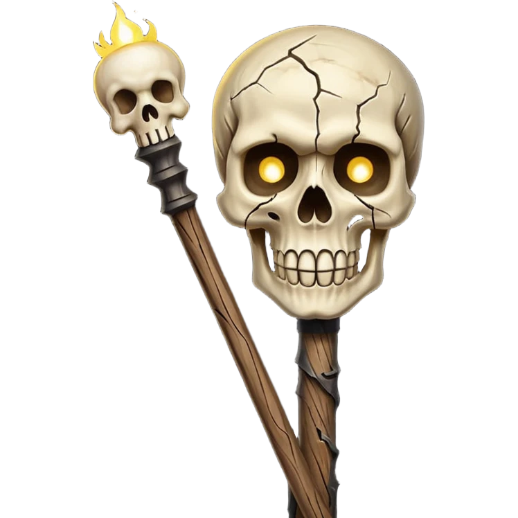 Skull Staff – Wooden staff with glowing skull top
 emoji