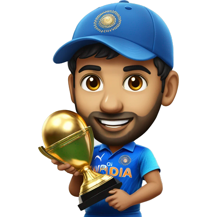 rohit sharma batsman with wrld cup trophy emoji