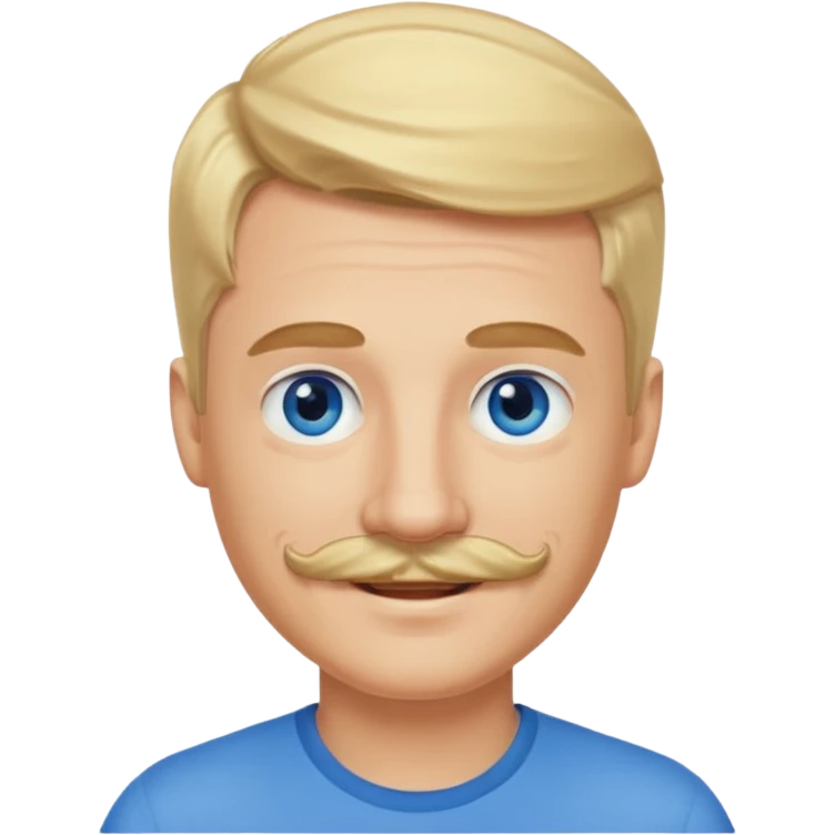 normal emoji 👨🏼 guy with blond hair, mustache, and blue eyes. No shoulders or neck. Just head emoji