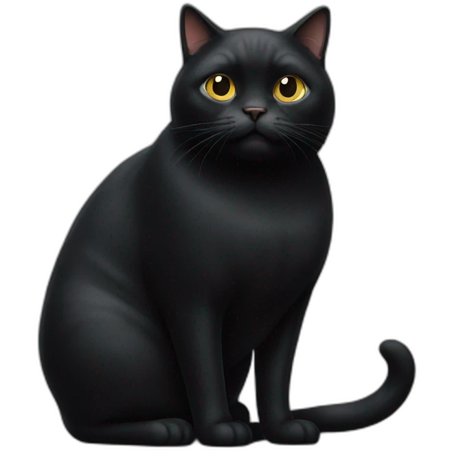 fat black cat standing emoji