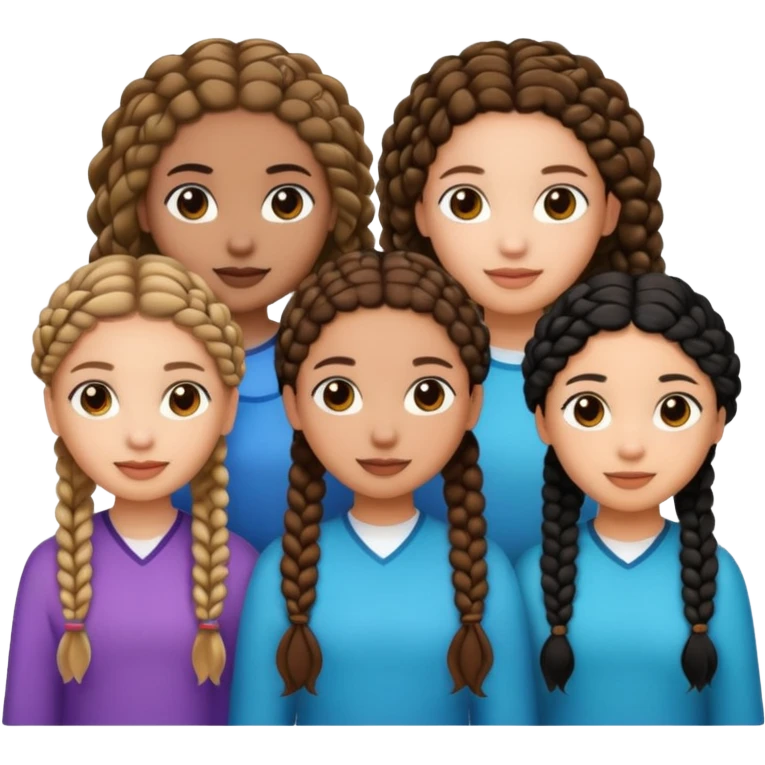 3 girls, one lightskin with curly brown hair, one light skin with black straight hair, and one with braids emoji