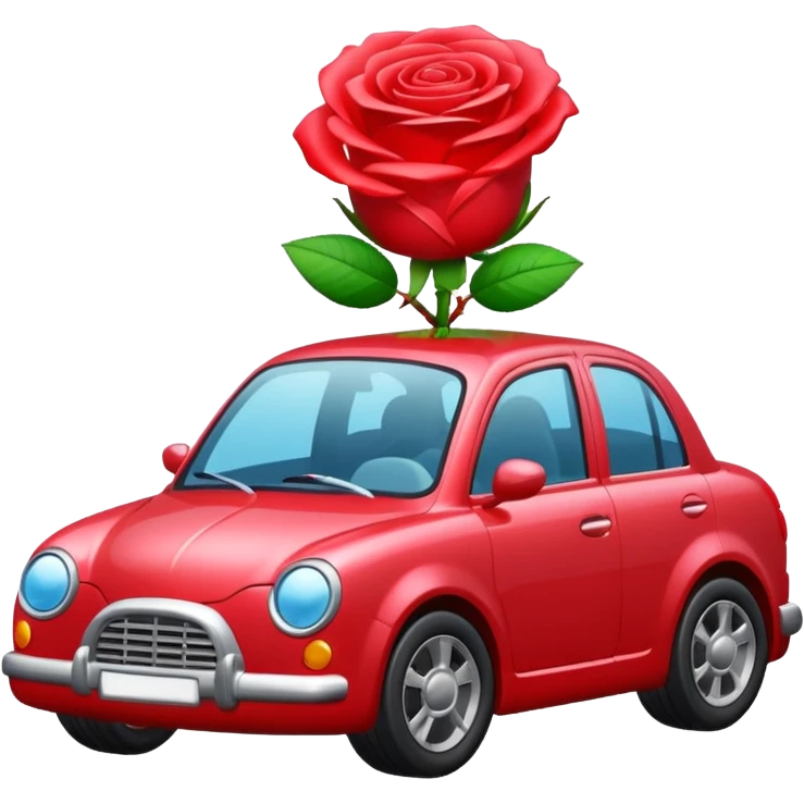 Car with rose toy emoji