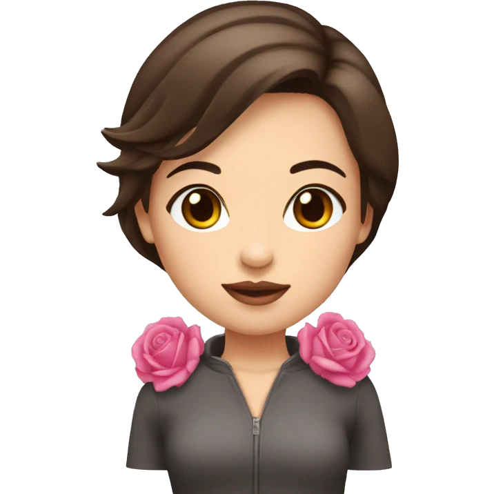 fille brune cheveux au carré bouche rose emoji