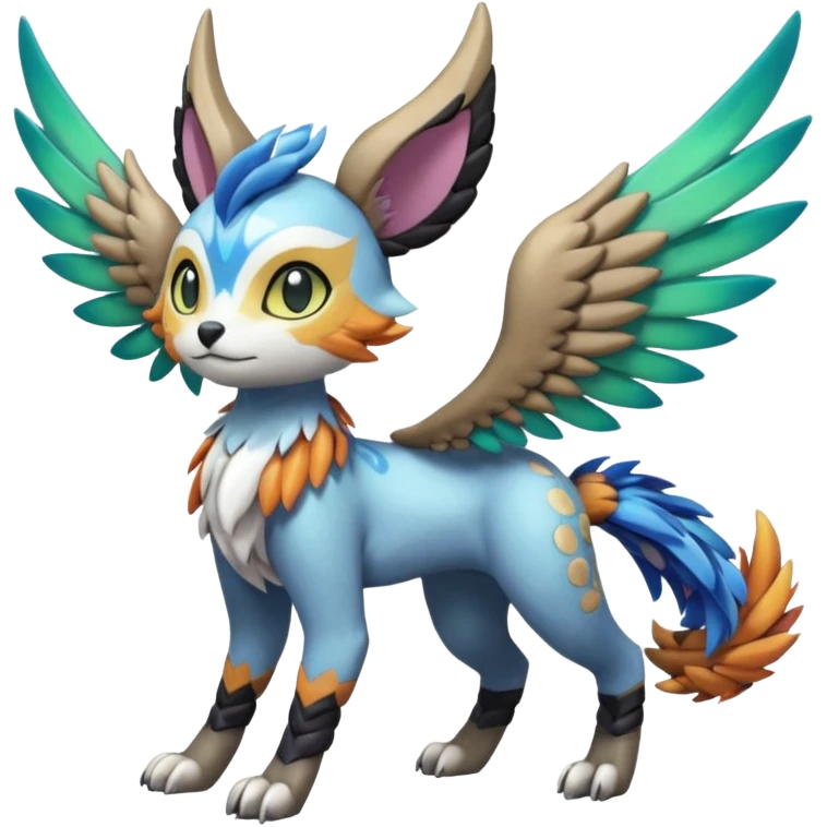 Colorful Exotic Randomly-colored Cartoon Anime Meloetta-WereGarurumon-Trico-Pokémon-Fakémon-fusion-hybrid-creature emoji