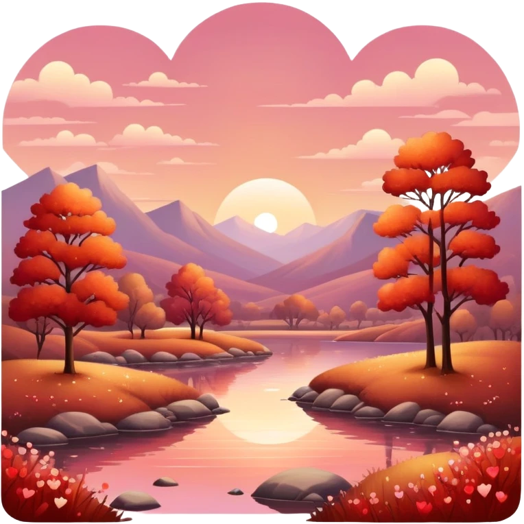 Romantic reddish-golden sparkling Valentines vintage aesthetic scenic scenery landscape emoji