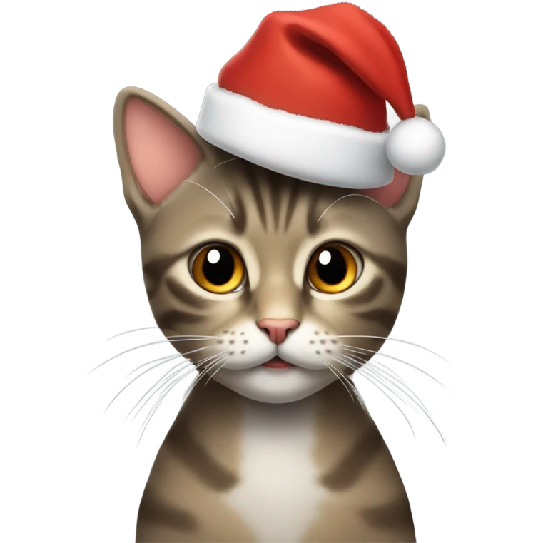 Gorro de navidad en un gato emoji
