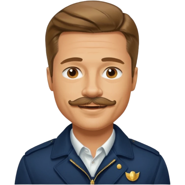 brad pitt with stache, wear navy jacket emoji
