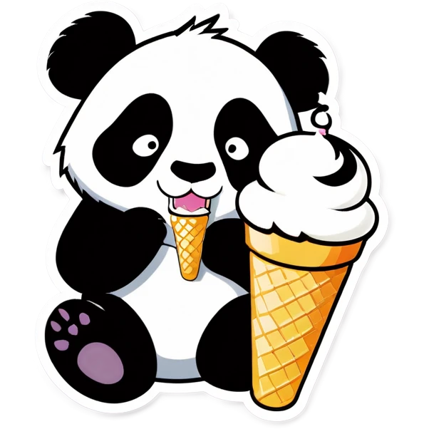 Panda eating ice cream emoji