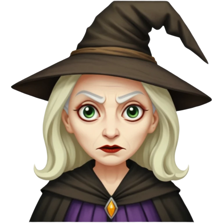 Pitonisa: mujer entre unos 40 y 50 años, cara de mala, malas intenciones, cara un poco deforme tipo bruja, y ropa antigua. cuerpo entero de la época púnica emoji