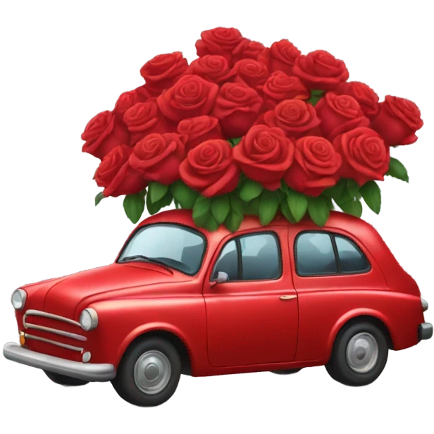 red car in the trunk many roses emoji