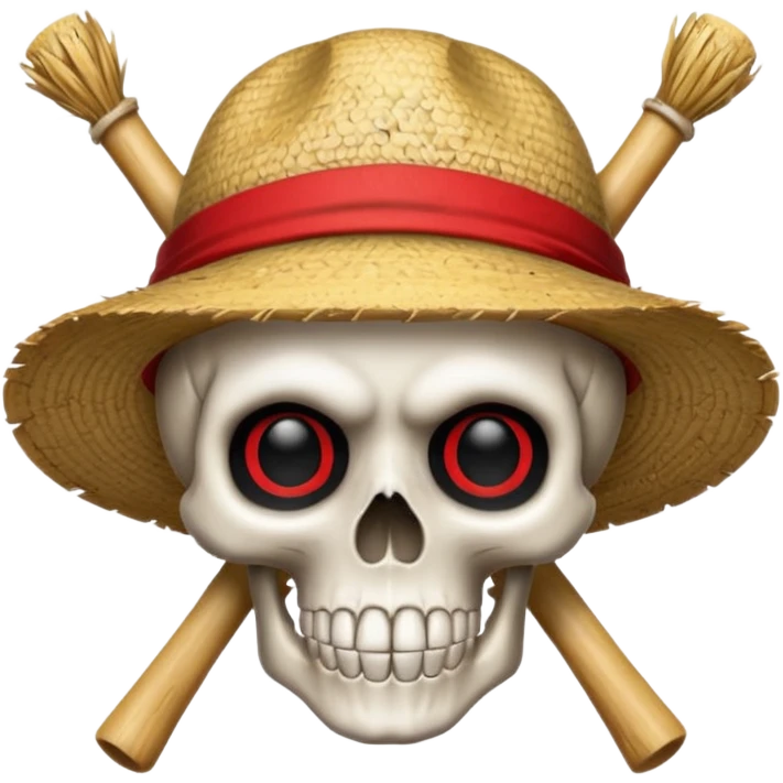 Luffy straw hat logo but.his head is a skull and the line in the hat is red without a hair and a completely black eyes emoji