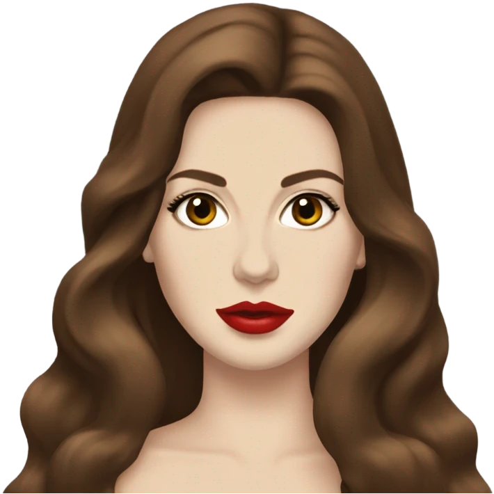 lana del rey Brown Long hair red lips emoji