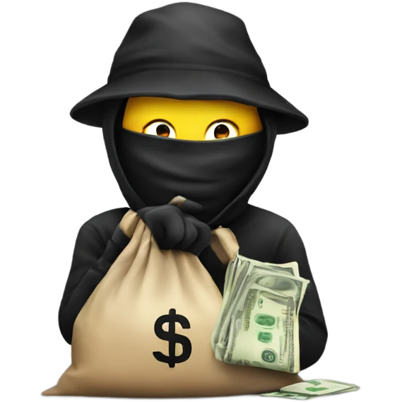 Robber emoji with cash bag emoji