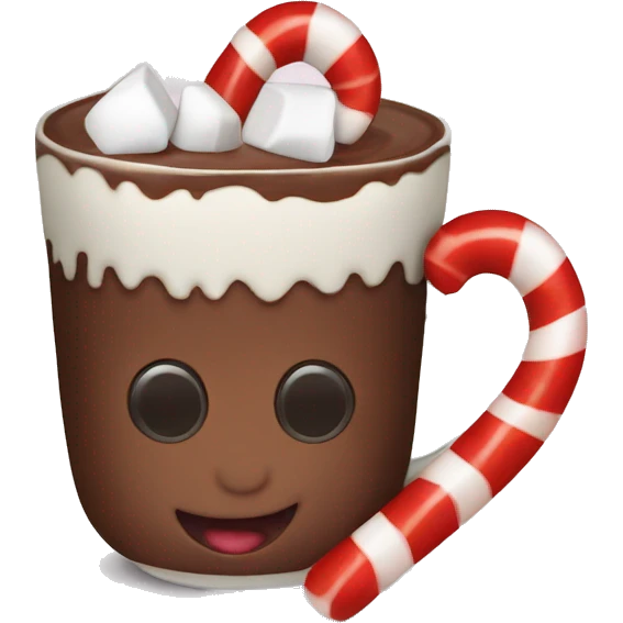  hot chocolate with marshmallows and a candy cane  emoji