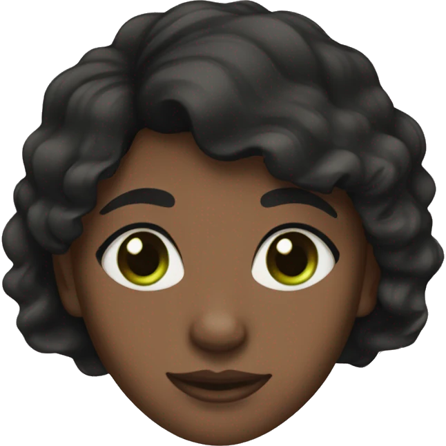 Brown skinned girl with black hair and green eyes  emoji