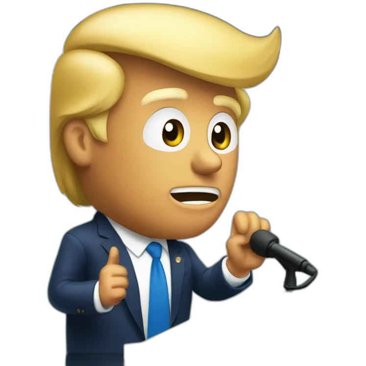 Donald Trump en train de faire un discours devant un pupitre emoji
