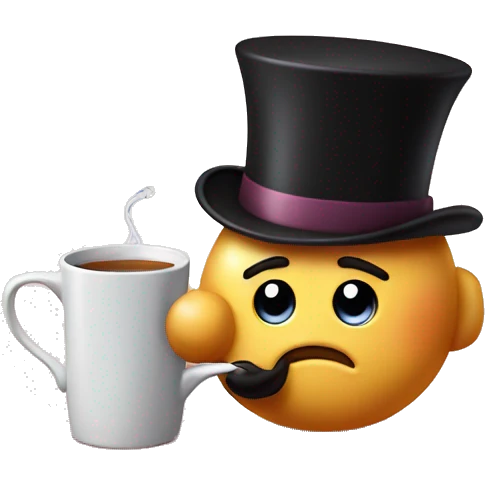 kirby, wearing a tophat and monocle, sipping tea emoji