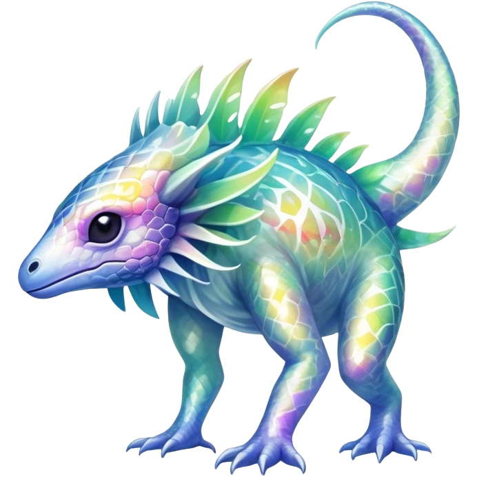 a translucent iridescent ethereal tropical edgy vernid-fionbri-creature with splash patterns full body emoji