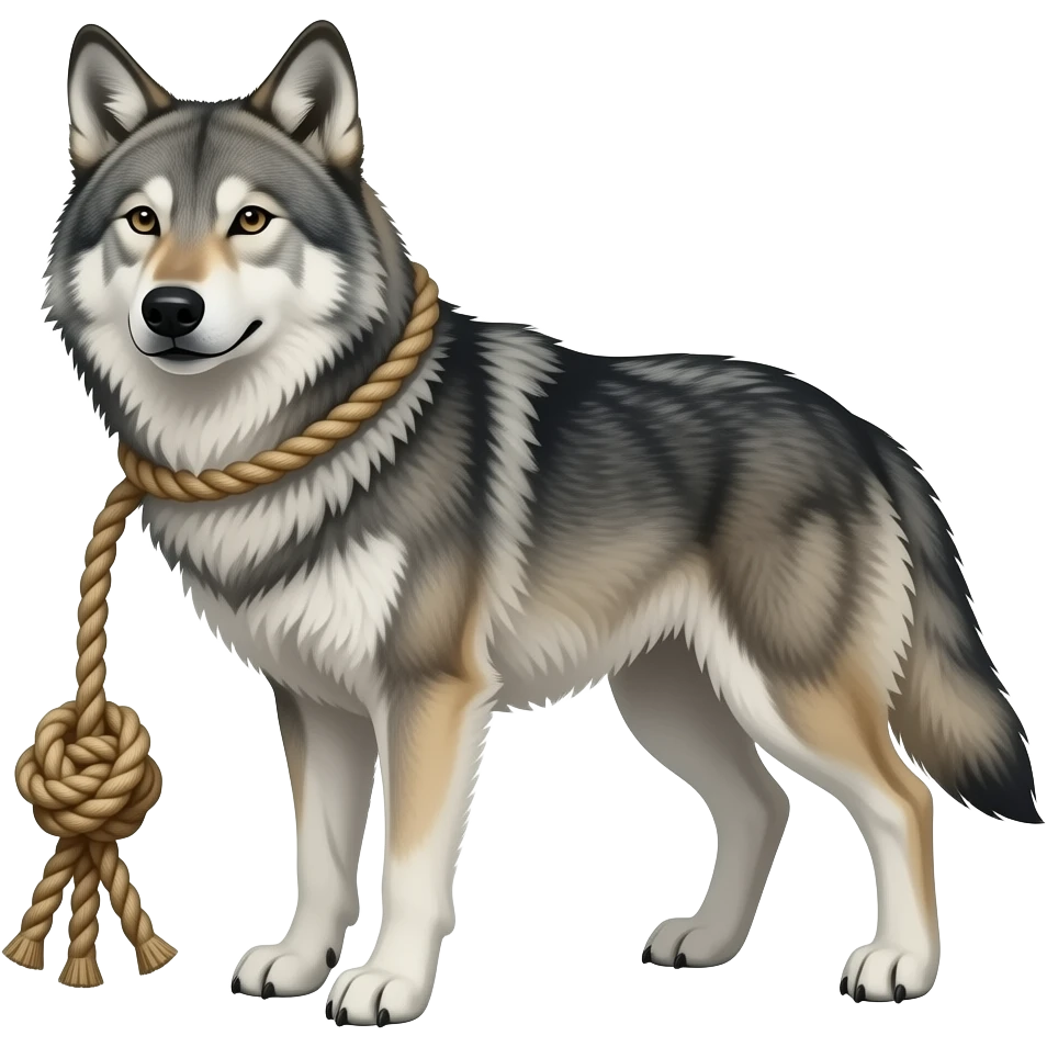 wolf with knot out emoji