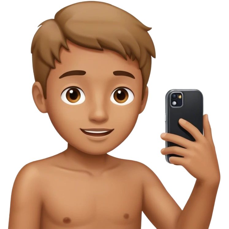 boy taking selfie with phone emoji