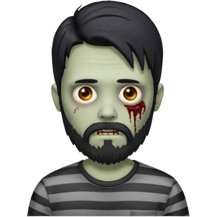 zombie in stripe gray  men long hair & bearded emoji