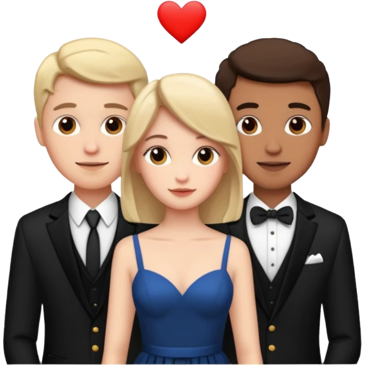 three people: two guys, one girl

they're in love, they're dressed emoji