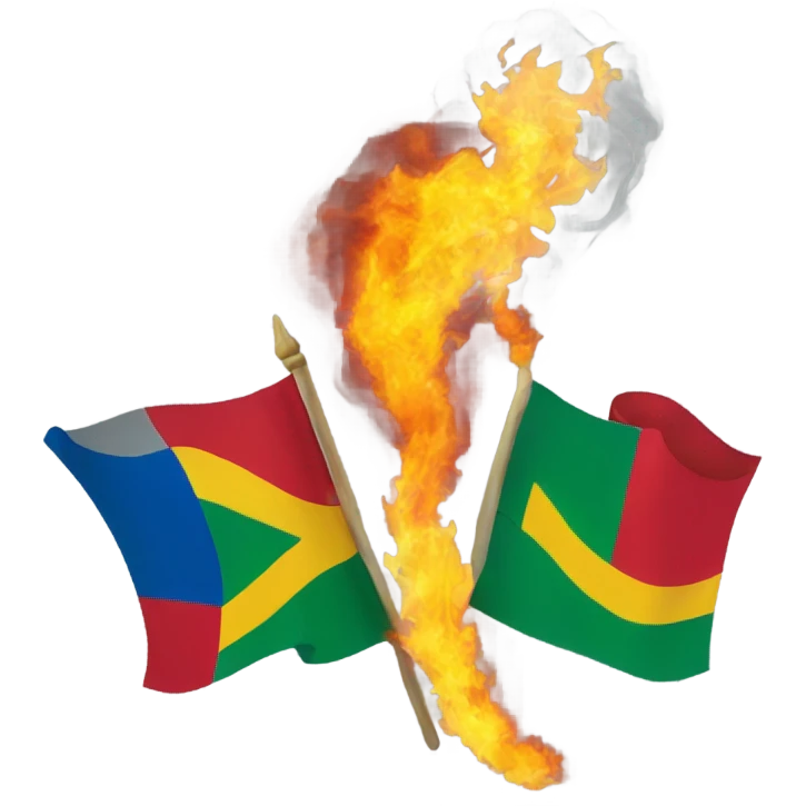 dragon blowing fire while holding a cameroon(🇨🇲) flag emoji