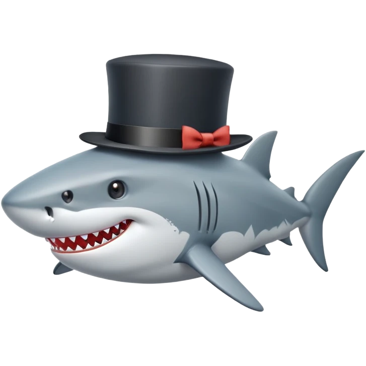 Shark with a top hat emoji