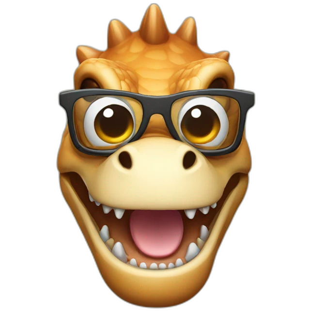 Dinosaure a lunettes emoji