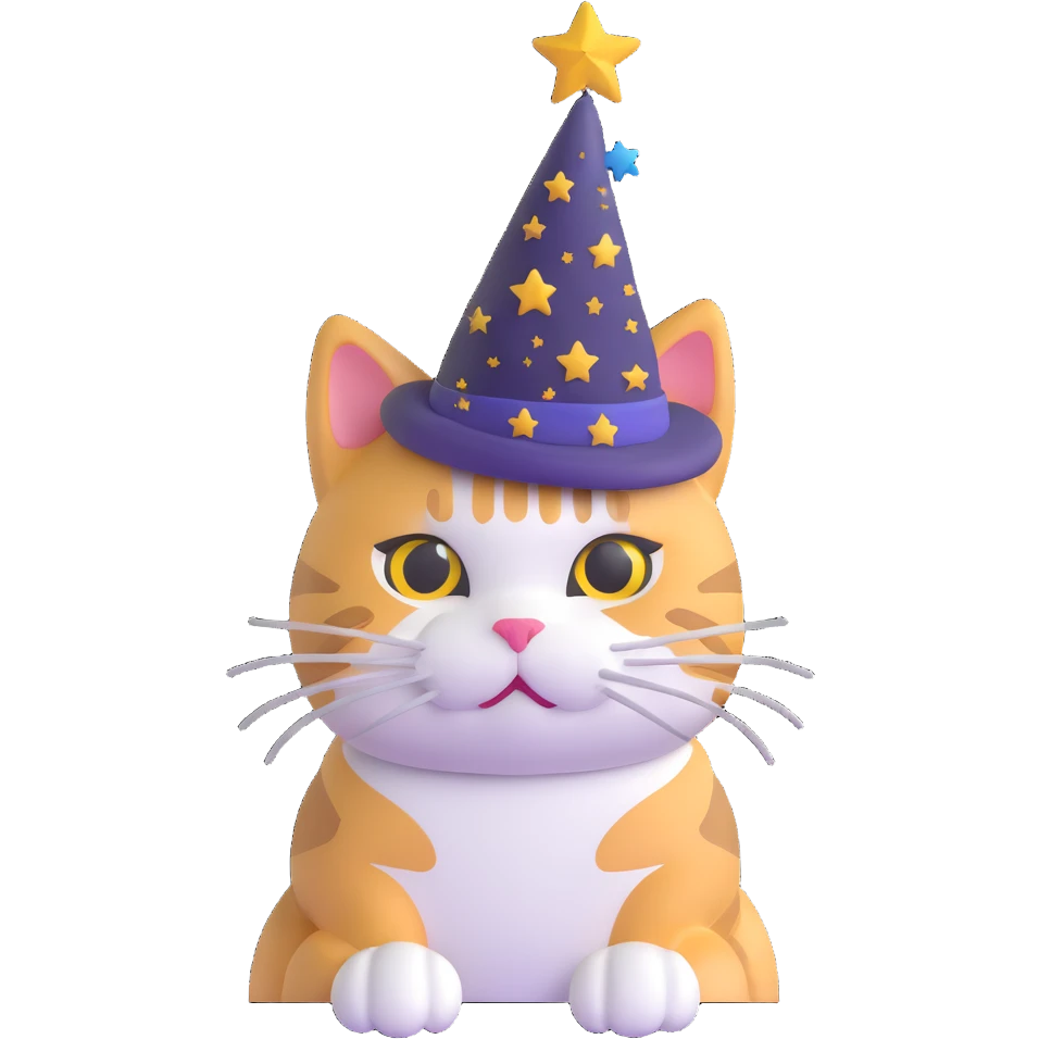 cat magician with a starry hat emoji