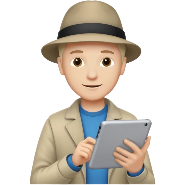 white male with tablet on hand and phone, digital and tech vibes, normal colors, no hat no brands emoji