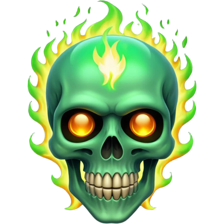 green flaming skull emoji