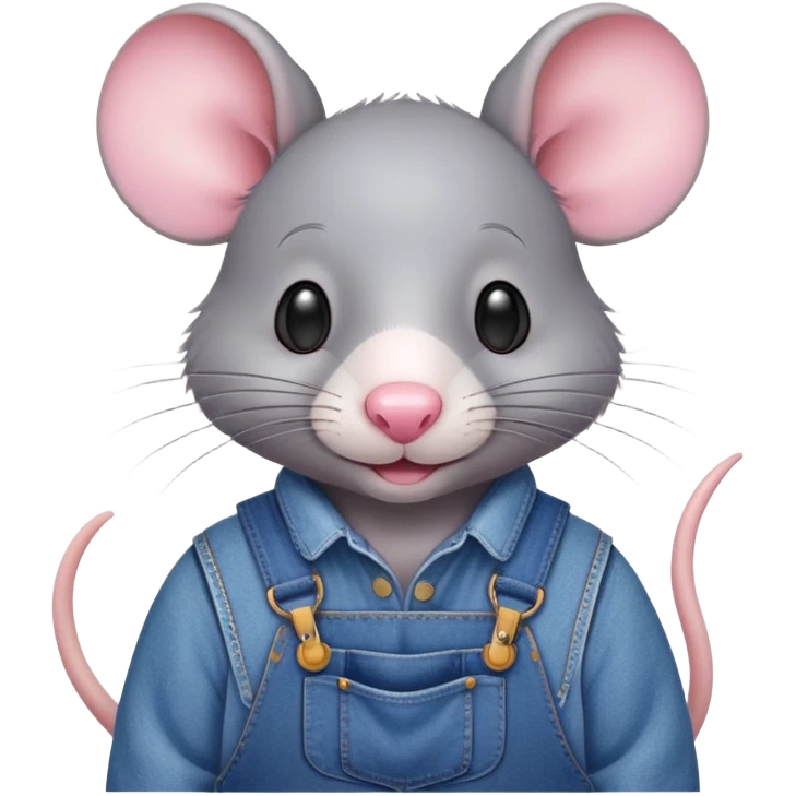 cute rat wearing blue denim overalls emoji