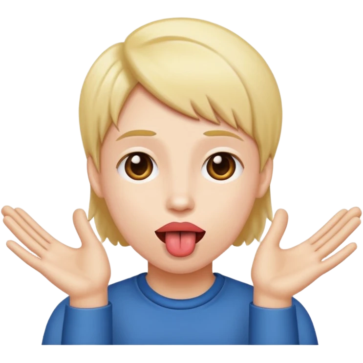 Tongue out with hands to the side  emoji