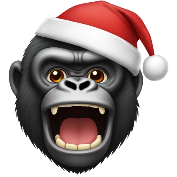 Gorilla crying laughing Christmas hat emoji