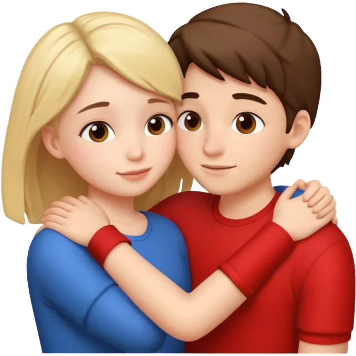 Boy and girl hugging each other in love emoji