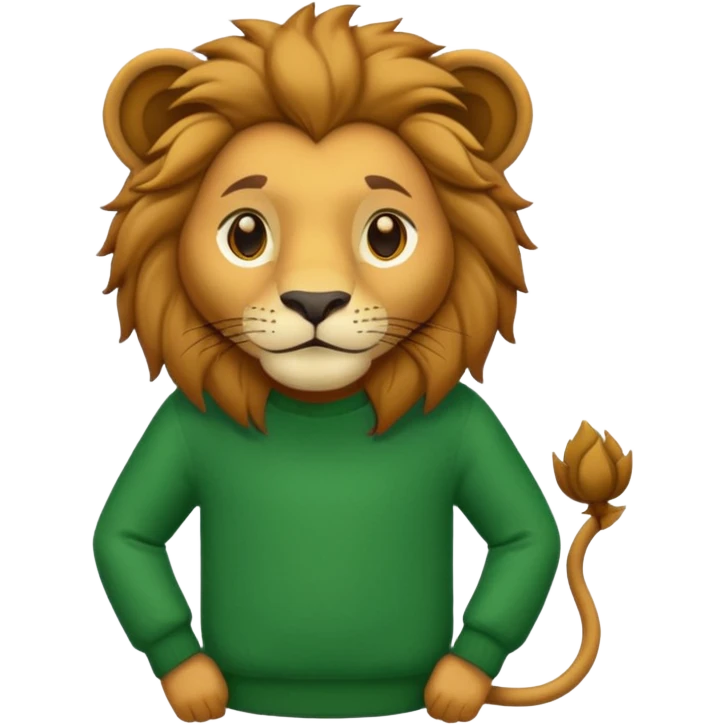 lion wearing green jumper emoji