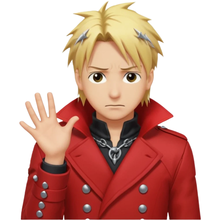 Create a Full Metal Alchemist Brotherhood Edward emoji for a teams chat but make it more original to the anime style emoji