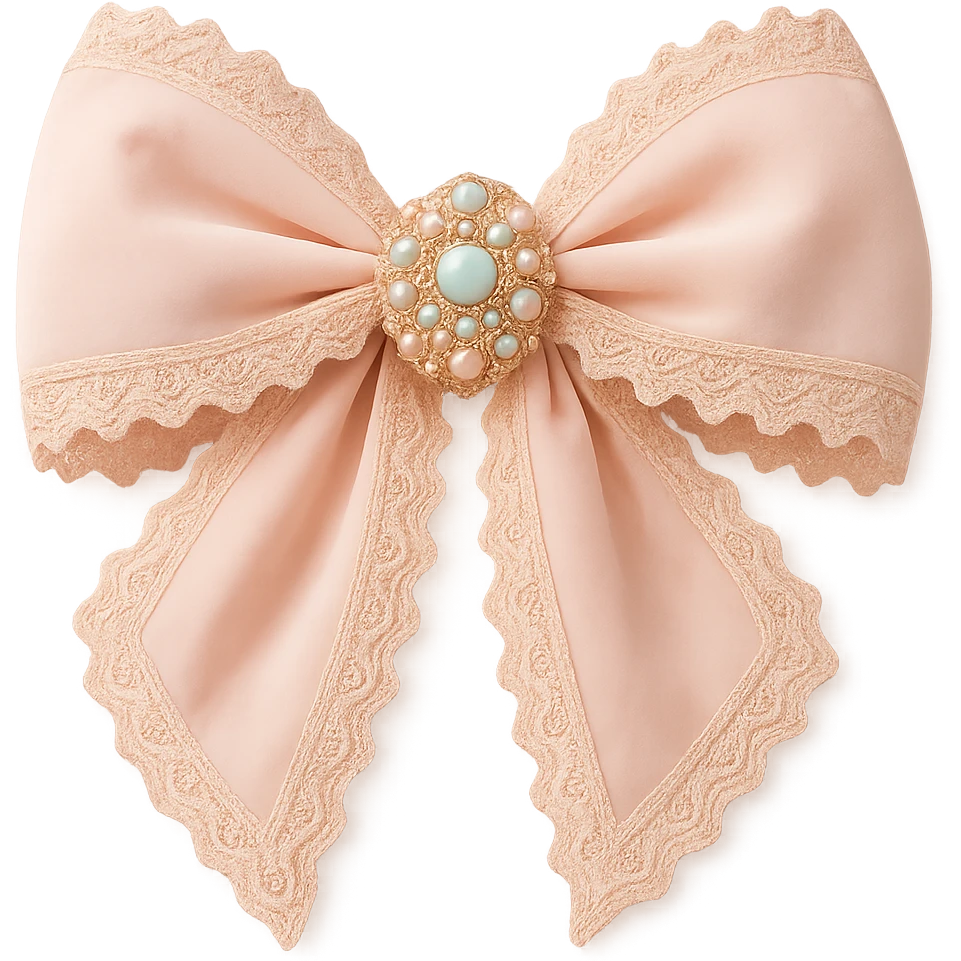 Make the gothic bow and accessories pastel colored, keep lace and velvet details, photorealistic style, keep background transparent. emoji