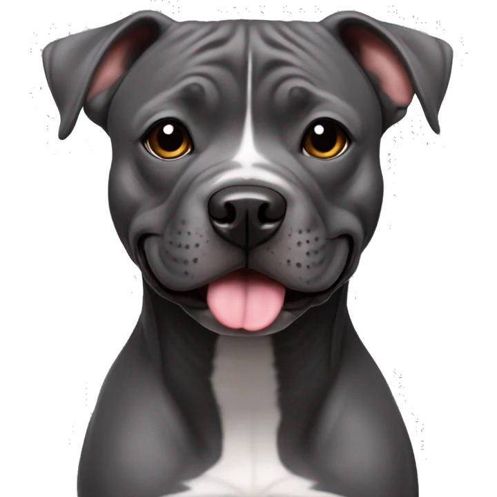 With no tounge Cute small dark grey staffordshire terrier not only face, full body  emoji